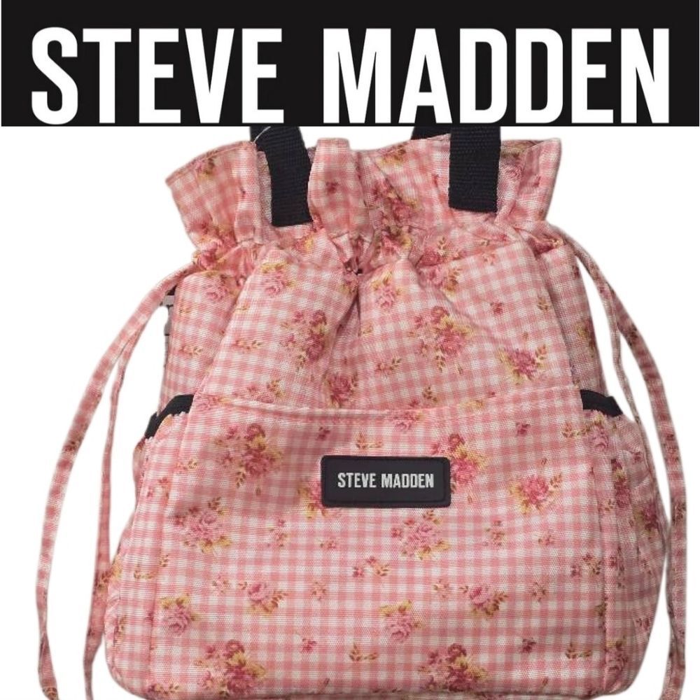 Steve Madden Checkered Floral Insulated Lunch Tote Bag
